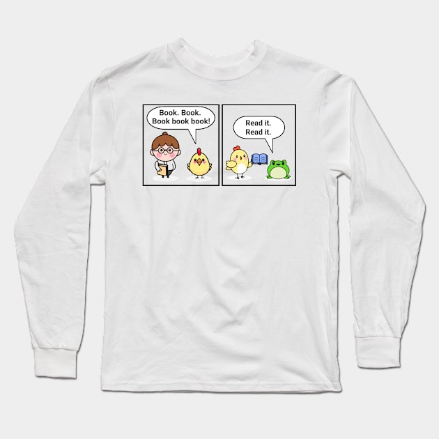 "A chicken walked into a library" joke Long Sleeve T-Shirt by Distinct Designs NZ